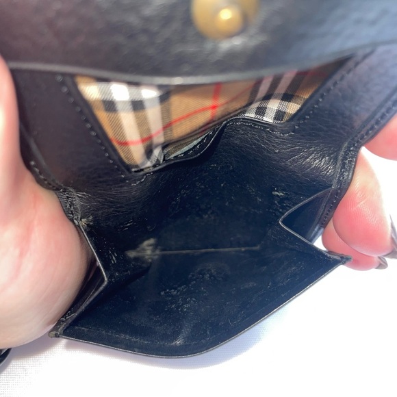 BURBERRYS SMALL COIN CASE POUCH LONDON LEATHER AUTHENTIC VINTAGE BLACK LEATHER - Picture 4 of 7
